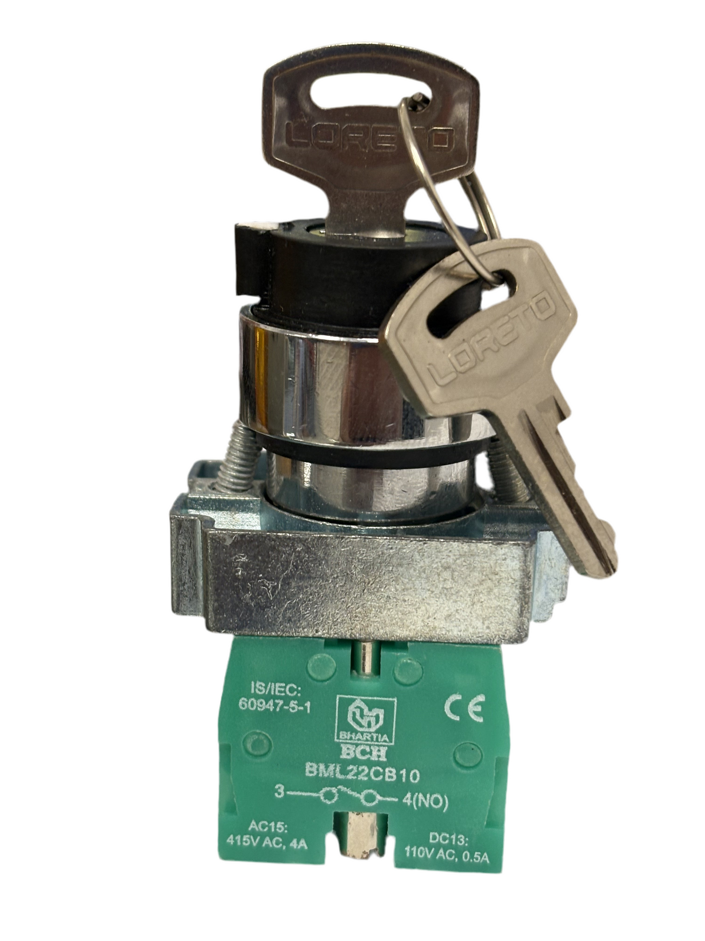 3 Position, 22MM, 2NO Maintained, Key Switch